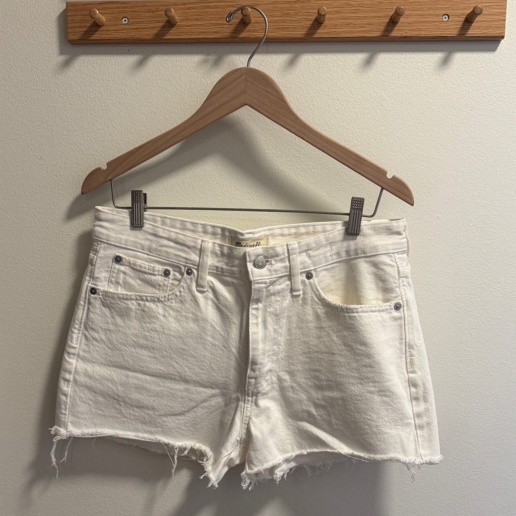 Madewell Off-White Denim Frayed Hem Jean Shorts